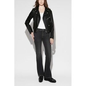 ZARA WOMAN‎ Biker Jacket Womens Black Moto Asymmetrical Zipper Streetwear Chic